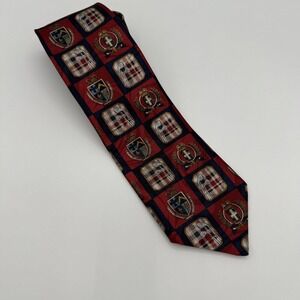 Cypress‎ Hill Collection Red Golf Crest Tie Vintage Royal Heraldic Plaid Necktie